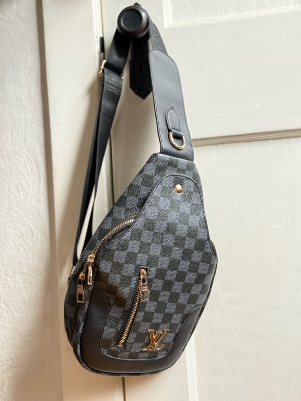 Louis Vuitton Damier Graphite Sling Belt Bag with Gold Hardware